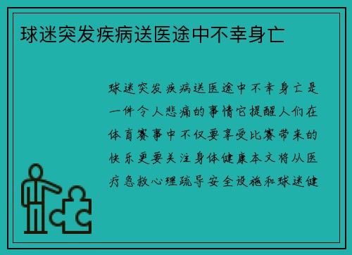 球迷突发疾病送医途中不幸身亡